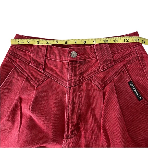 Vintage Rocky Mountain Jeans Bareback Deep Red RARE Pleats Denim Cotton 90s 80s - Picture 11 of 12